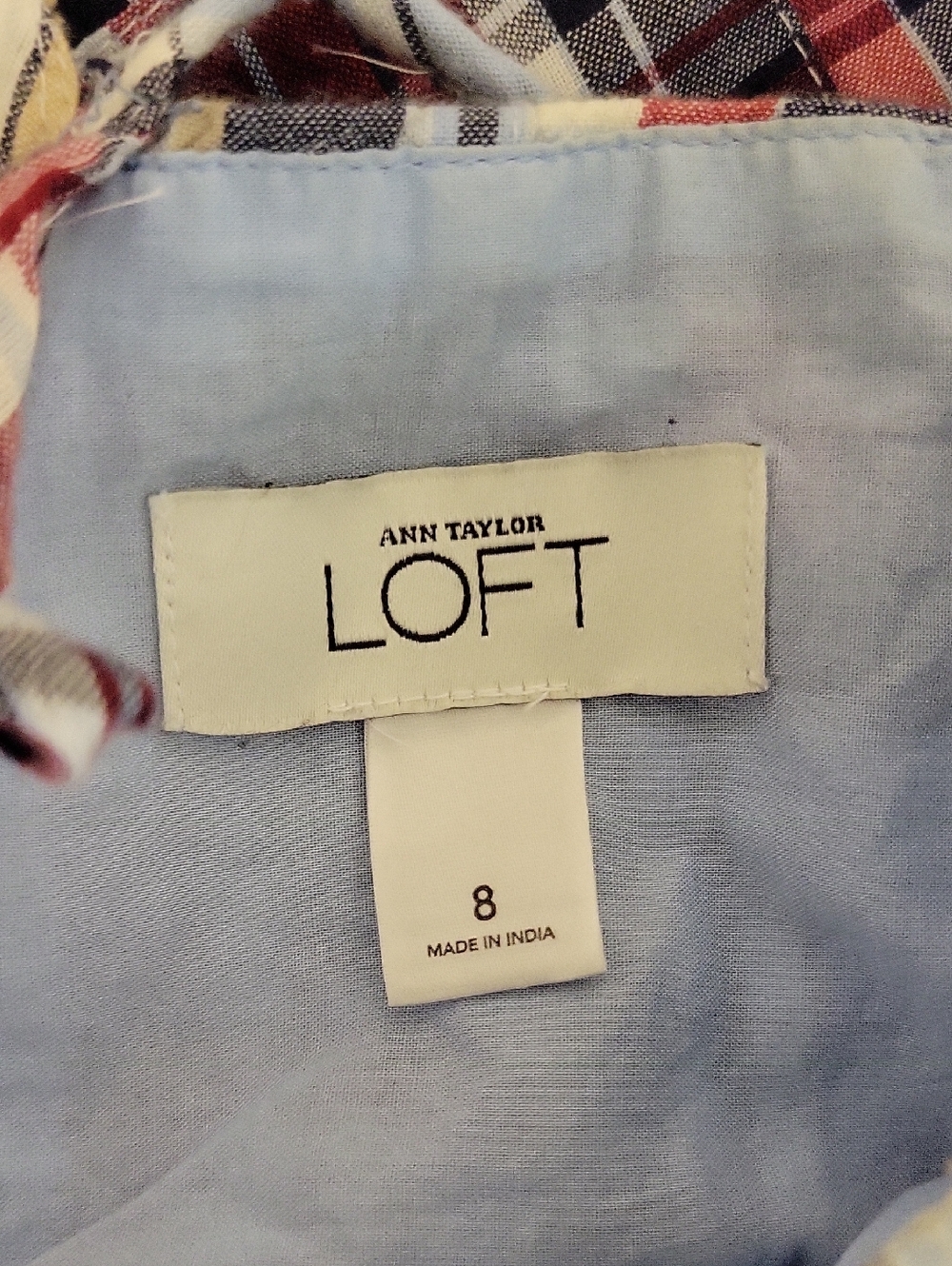 LOFT Plaid Midi Dress in Blue, Red, Navy, Cream - Picture 4 of 6